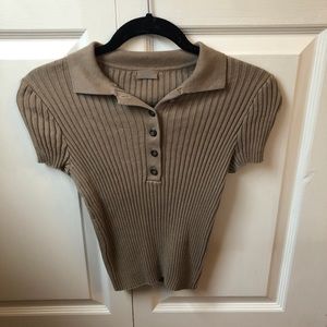 Long brown button collared shirt